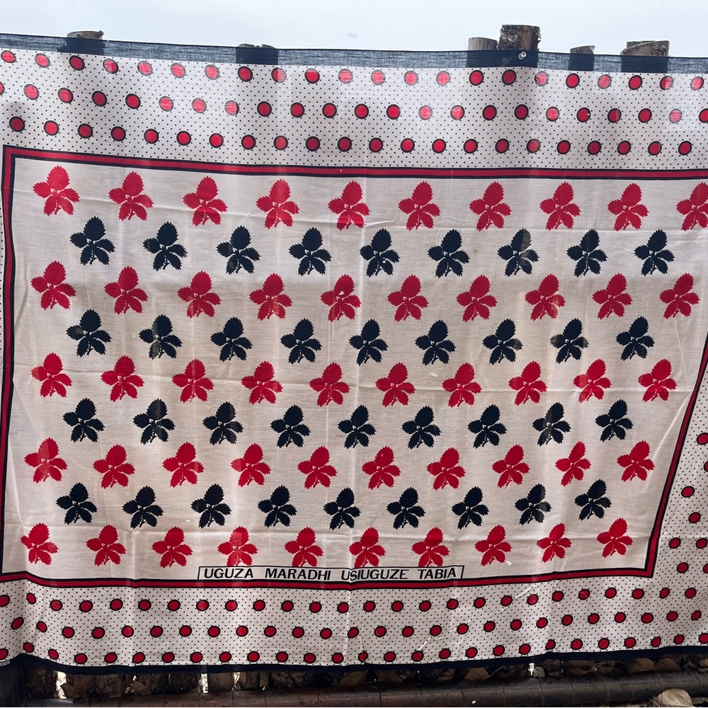 Kanga from Kenya used as beach skirt wrap or headwrap